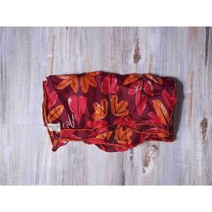Vintage Vera Neumann Red Orange Leaf Silk Rectangular Scarf